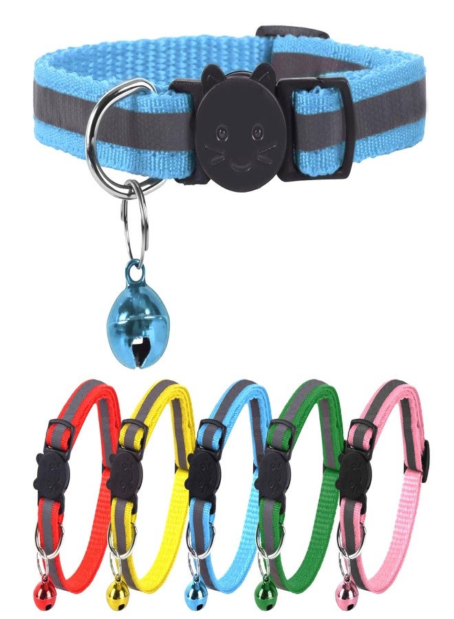 ChengFu XXS Dog Collar Teacup Dog Collar, Reflective Collar, Mini Reflective Collar, Teacup Dogs Collar for Small Dogs Cats, Blue, 3/8 inch Width - Image 1